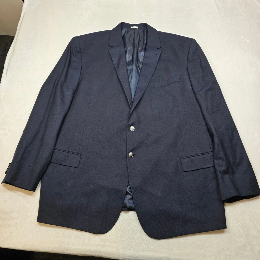Joseph Abboud Sport Coat Mens 52L 52 Navy Blue Birdseye Blazer Exec‎ Fit Wool
